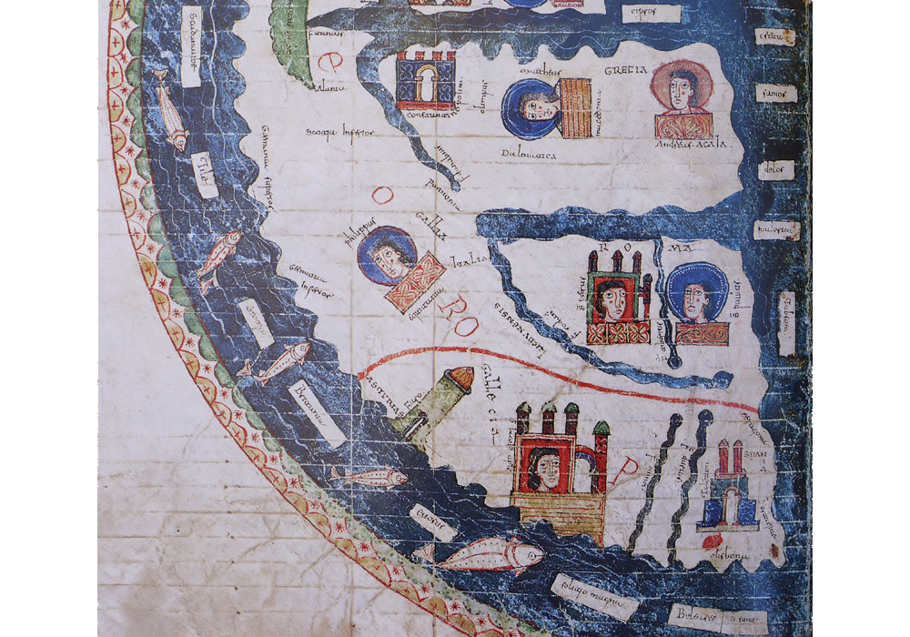 Beatus Liébana-Apocalypse of St. John-Burgo Osma-Manuscript-Illuminated codex-facsimile book-Vicent García Editores-4 Mapamundi detail.